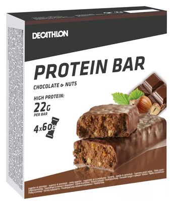 4 Barres Protéinées Domyos Protein 22g Chocolat Noisettes 60g