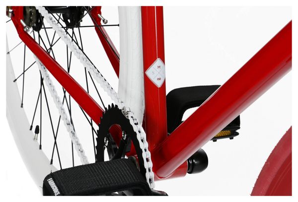 Vélo Fixie FabricBike Original 28   Fixed Gear  Hi-Ten Acier  Rouge et Blanc 2.0