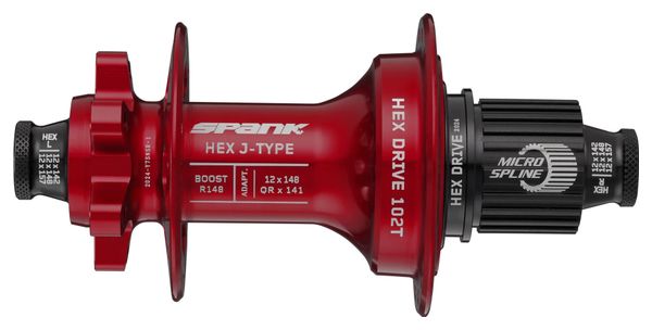 Spank HEX J-Type E-Plus 102T / Boost Rear Hub 12x148 / 32 Holes Red