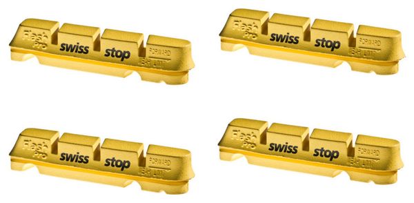 SwissStop FlashPro Yellow King x4 Brake Pad Inserts Carbon Wheels For Shimano / Sram / Campagnolo