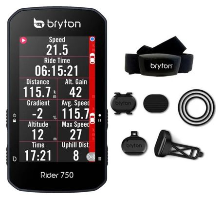 BRYTON Compteur GPS Rider 750T + Ceinture Cardio/Capteur Cadence/Capteur Vitesse