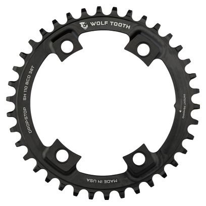 Wolf Tooth 110 BCD Asymmetric 4-Bolt Shimano Chainring Drop-Stop B Black