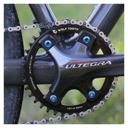 Wolf Tooth 110 BCD Asymmetric 4-Bolt Shimano Chainring Drop-Stop B Black