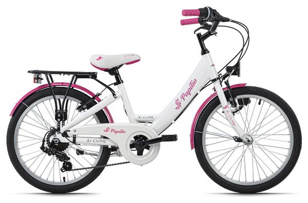 Vélo enfant 20'' Papilio blanc-rose TC 29 cm KS Cycling