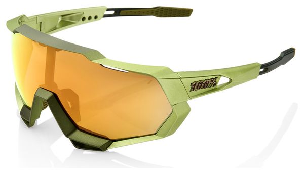 Speedtrap 100% Sonnenbrille Mattmetallic Grün / Bronze Mehrschichtspiegel