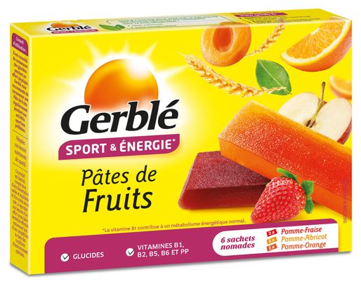 Gerblé Sport Fruit Paste Apple Strawberry Orange Apricot (Box of 6)