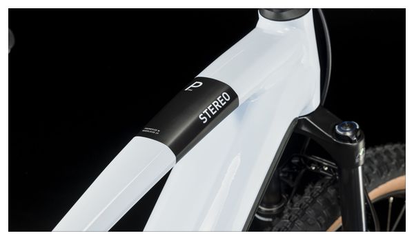 VTT Électrique Tout-Suspendu Cube Stereo Hybrid 120 Pro 750 Shimano Deore 12V 750 Wh 29'' Blanc Flash 2023