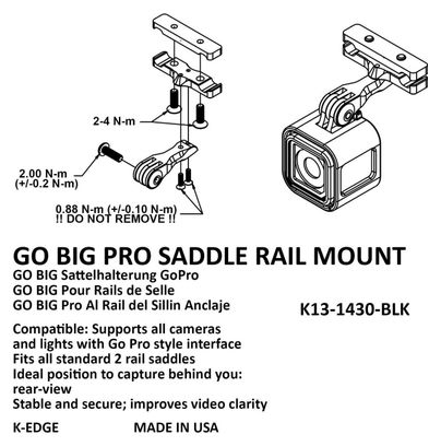 K-EDGE Go Big pro saddle rail mount Noir