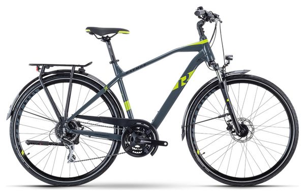 R Raymon TourRay 3.0 Trekking Bike Shimano Acera 8S 700 mm Grigio scuro Verde lime 2023