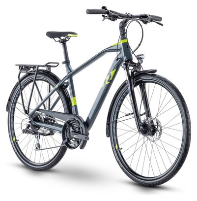 R Raymon TourRay 3.0 Trekking Bike Shimano Acera 8S 700 mm Grigio scuro Verde lime 2023