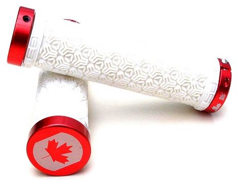 SB3 Pair of grips LOGO + lock On White Red Canada