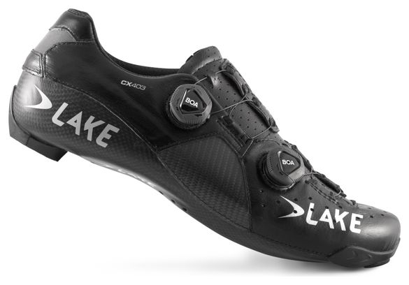 Zapatillas de carretera Lake CX403-X Negro / Plata - Modelo horma ancha