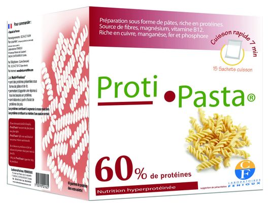 Pâtes hyperprotéinées Fenioux Proti Pasta Fusilli 60g (15 sachets de 100g)