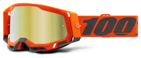 100% RACECRAFT 2 Maske | Orange Schwarz | Spiegel Goldgläser