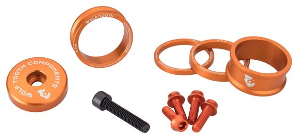 Wolf Tooth Anodized Color Kit (Headset Spacers, Headset Cover, Bottle cage schroeven) Orange