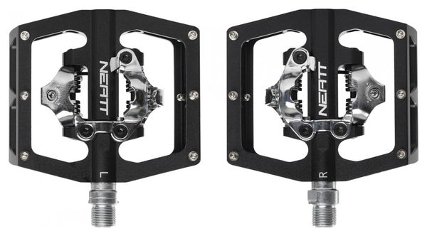 Neatt Double Side Clipless Pedals with Cages SPD Black