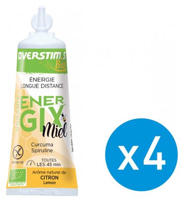 Pack 3+1 Offert Gel Énergétique Overstims Energix Miel BIO Citron Curcuma