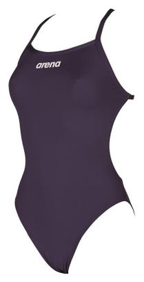 Arena SOLID Lightech High -  Navy White  - Maillot Natation Femme 1 piece