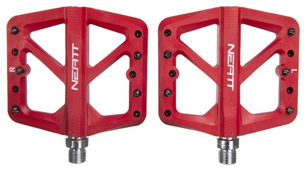 Pair of Neatt Composite 5 Pin Flat Pedals Red
