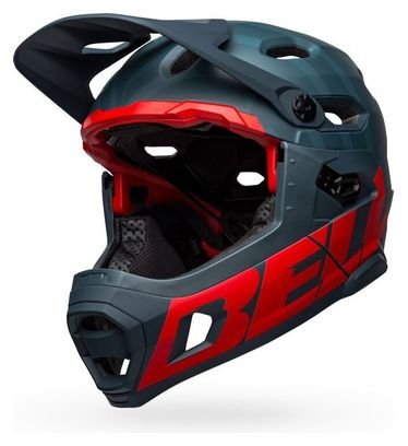 Bell Super DH Spherical Mips Helmet with Detachable Chin Strap Blue / Crimson Red 2021