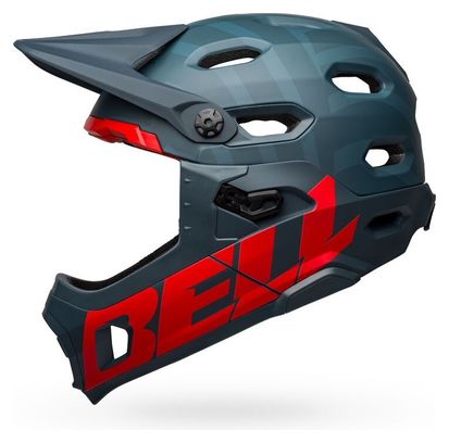 Bell Super DH Sferische Mips Helm met Afneembare Kinriem Blauw / Crimson Rood 2021
