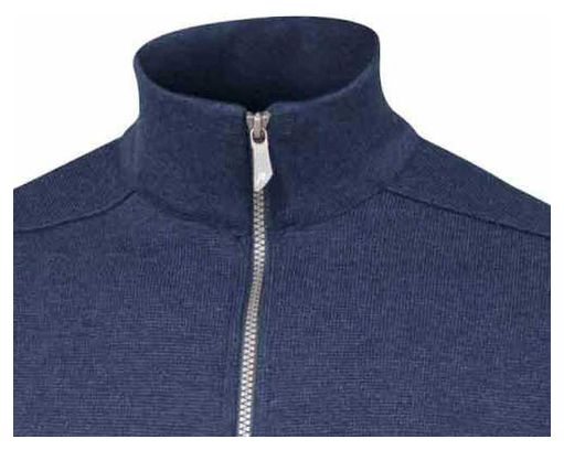 Ivanhoé Assar Full Zip Bleu Acier avec zip sur le devant en laine mérinos À l'horizon 2020 - Bleu