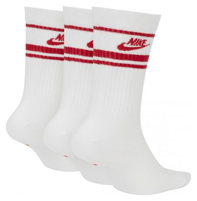 Chaussettes Nike NSW Essential Blanc / Rouge (Pack de 3 Paires)