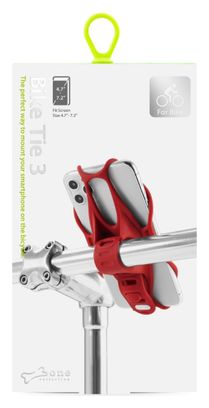 Bike Tie 3 Red : support pour téléphone (écran 5.8 à 7.2 pouces) - fixation guidon de vélo - Rouge
