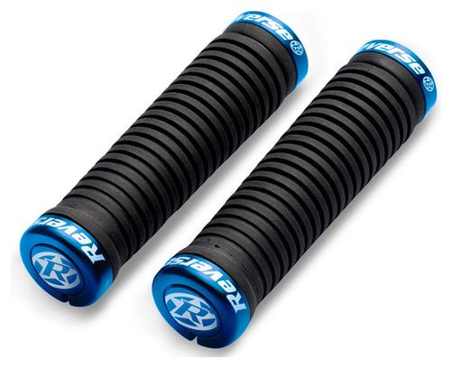 Paire de Grips Reverse Taper 34 à 30 mm Noir / Bleu