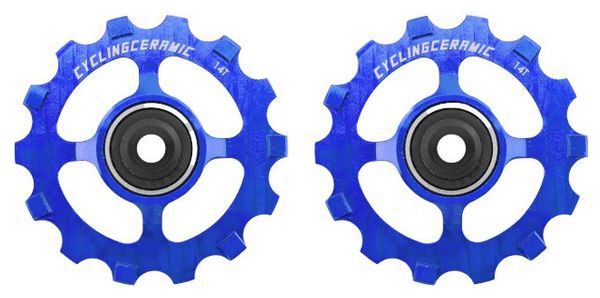 Galets CyclingCeramic Narrow 14T pour Dérailleur Shimano Dura-Ace R9100/Ultegra R8000/Ultegra RX/GRX/XT/XTR 11V Bleu