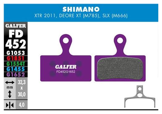 Pair of Galfer Semi-Metallic Shimano XTR 985 XT 785 SLX 666 E-Bike Pads