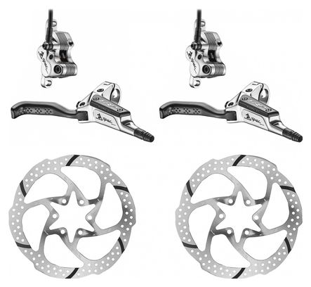 TRP Pair of Brakes G-SPEC DH-LH Hydraulic 4-piston Front Brake 16mm Silver with TRP Rotor 29 Disc 6 Bolt
