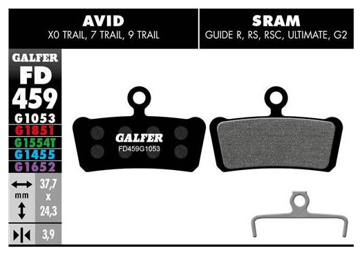 Plaquettes De Frein Galfer - Avid X0 / Trail / 7 Trail / 9 Trail / Sram Guide - Noir Standard