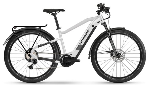 MTB Touring Bike Elettrica Hardtail Haibike Trekking 8 27.5'' 630 Wh Shimano Deore 12V Bianco Nero 2021