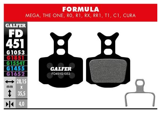 Paire de Plaquettes Galfer Semi-métalliques Formula Mega The One R0 R1 RX RR1 T1 C1 Standard