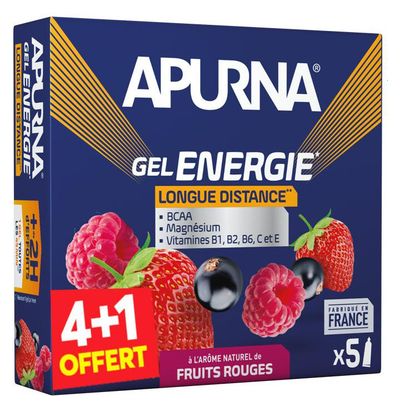 4+1 Gels Énergétiques Apurna Longue Distance Fruits Rouges 5x35g