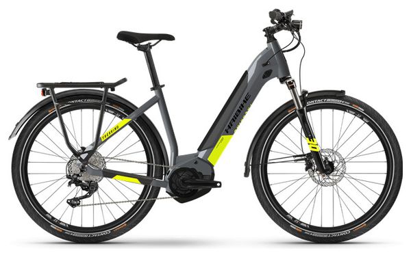 Haibike Trekking 6 Lowstep Electric Bike i630Wh Shimano Deore 10S Grey / Yellow Matt 2023