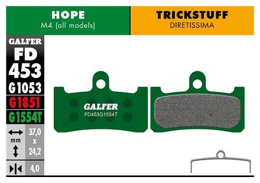 Pair of Galfer Semi-Metallic Pads Hope M4 / Trickstuff Diretissima Pro