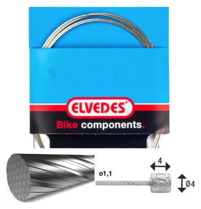 Elvedes Gear Cable 2250 7x7 Stainless Slick 1.1 with Head N 4x4