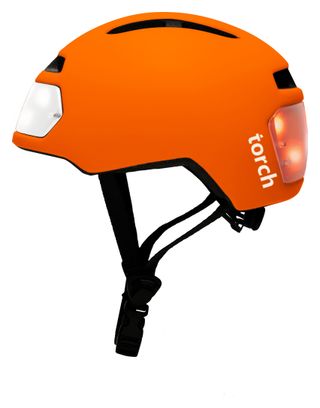 Casque vélo urbain TORCH avec LED intégrées avant et arrière - orange