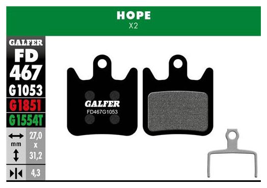 Paire de Plaquettes Galfer Semi-métalliques Hope X2 Standard 
