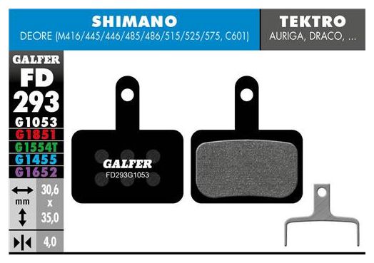 ¨Pair of Galfer Semi-metallic Tektro / TRP / Shimano Deore 416/445/446/485/486/515/525/575 C601 Standard brake pads