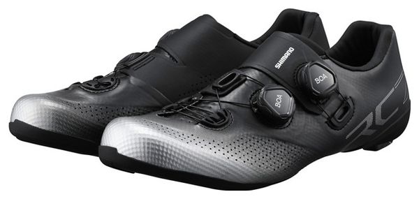 Par de zapatillas de carretera Shimano RC702 Negro / Plata