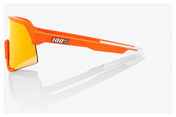 Lunettes 100% Hypercraft XS - Soft Tact Neon Orange - Verres Miroir Multicouche Rouge Hiper 