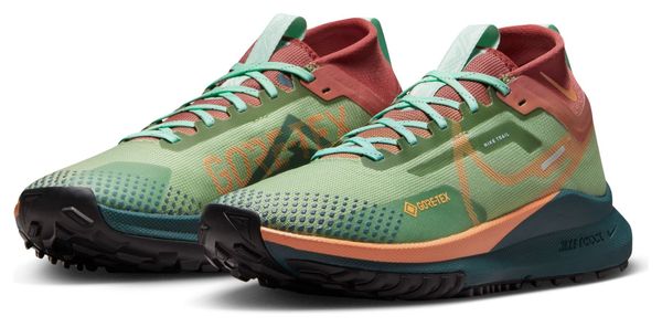 Nike React Pegasus Trail Running Shoes 4 GTX Green Blue Orange Women's