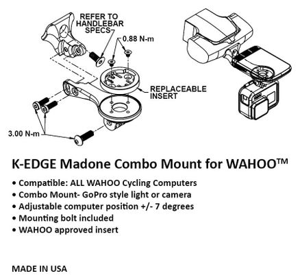 Support Guidon Déporté K-Edge Wahoo pour Cockpit Trek Madone/Emonda Noir