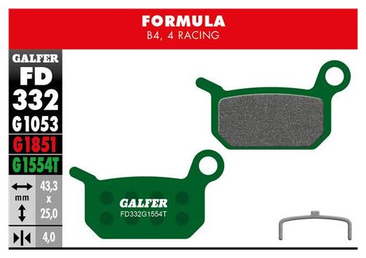 Pair of Galfer Semi-metallic Formula B4 / 4 Racing Brake Pads
