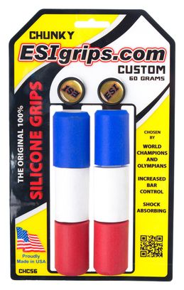 ESI Chunky 32mm Silicone Grips - Blue White Red
