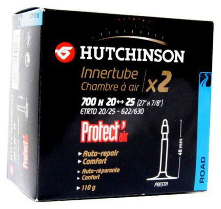 Pack of 2 Road Inner Tubes HUTCHINSON Protect Air 700x20/25 Presta 48mm