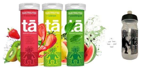 TA ENERGY Hydration Pack Bottle + 3 Strawberry-Kiwi / Lemon / Watermelon Electrolyte Tubes